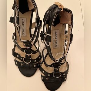 Black and silver Jimmy Choo Strappy Heels